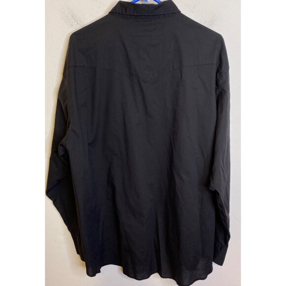 Wrangler Denim Shirt Mens Pearl Snap Long Sleeve Western Trucker Yoke BLACK XXL - Picture 2 of 3